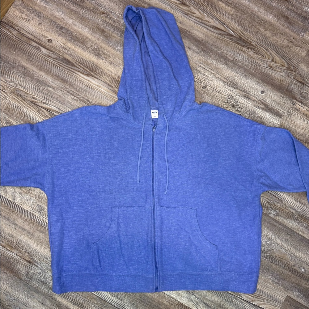 Old Navy Womens Lightweight Athletic Full Zip Hopded Blue Jacket Size XL
